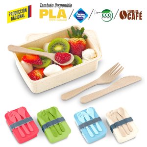 Portacomidas Con Cubiertos Eco Square Ii -Produccion Nacional | VA-965